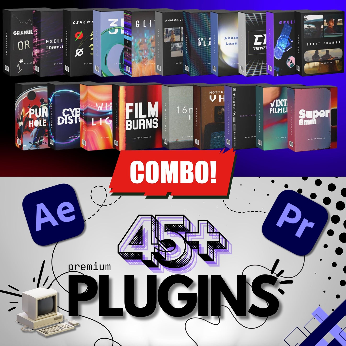 PLATINUM (ALL IN ONE)- Plugins +Transition + Textures + Overlays -BUNDLE